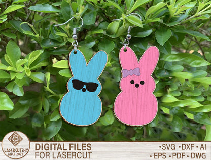 Peeps Bunny Earrings SVG Minimal Bunny Easter Jewelry for Glowforge