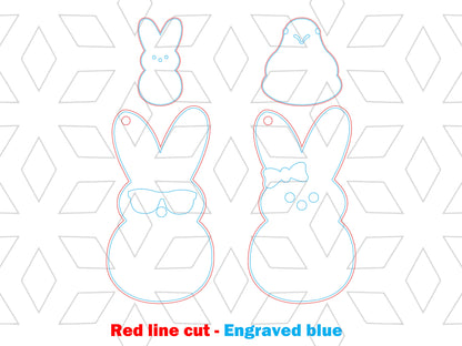 Peeps Bunny Earrings SVG Minimal Bunny Easter Jewelry for Glowforge