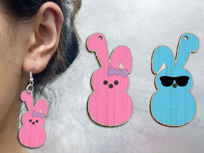 Peeps Bunny Earrings SVG V2 Cute Bunny Easter for LightBurn and xTool