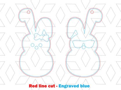 Peeps Bunny Earrings SVG V2 Cute Bunny Easter for LightBurn and xTool