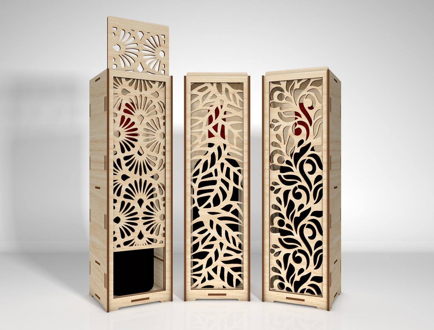 Wine Bottle Box Bundle SVG Laser Cut File for LightBurn and Glowforge
