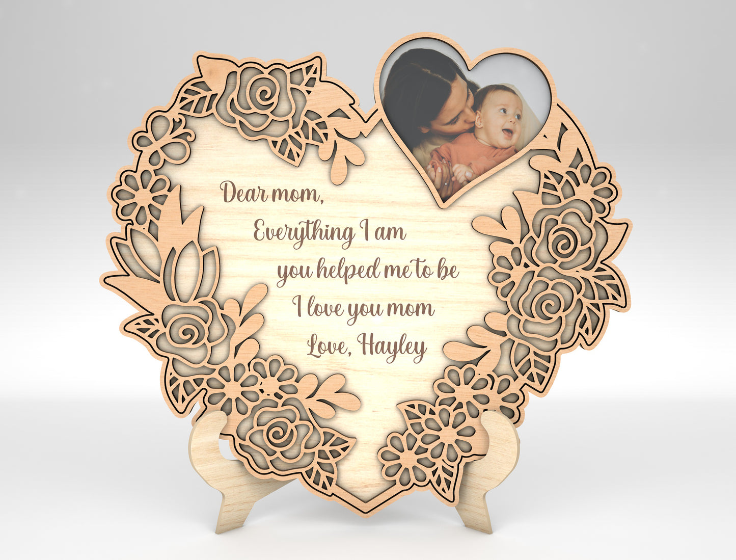 Floral Lace Mother Photo Frame Sign SVG for xTool and LightBurn