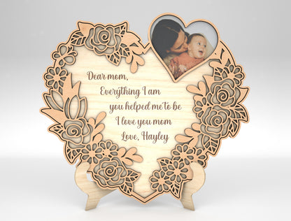 Floral Lace Mother Photo Frame Sign SVG for xTool and LightBurn