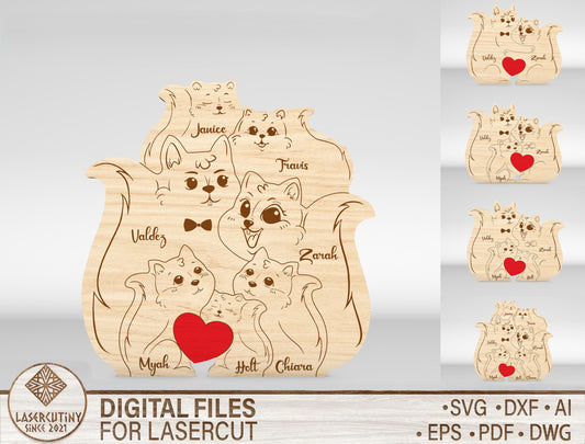 Squirrel Family Puzzle Sign SVG Laser Cut File for Glowforge and LightBurn