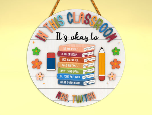 Personalized Classroom Door Hanger SVG Bundle Laser Cut File for Glowforge