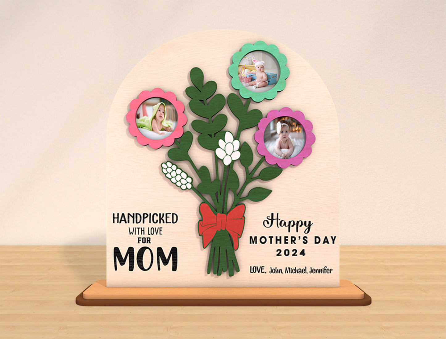 Handpicked With Love Mom Photo Frame SVG Bouquet for Glowforge
