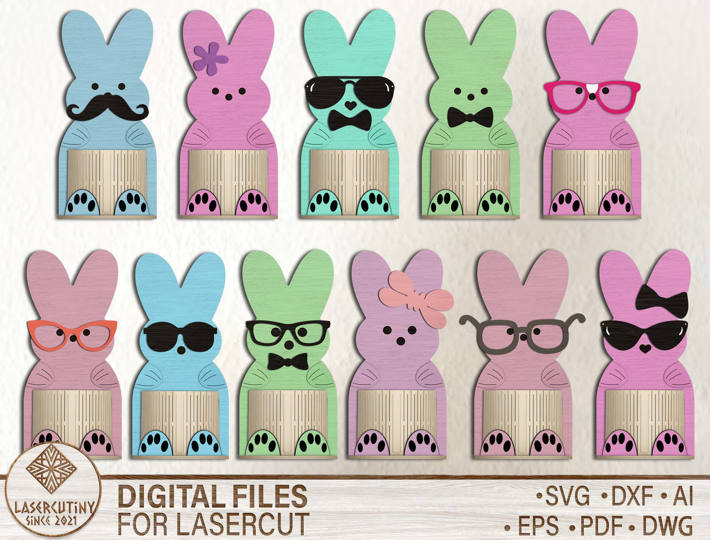 Easter Bunny Peeps Basket SVG Cute Bunny for Glowforge and xTool