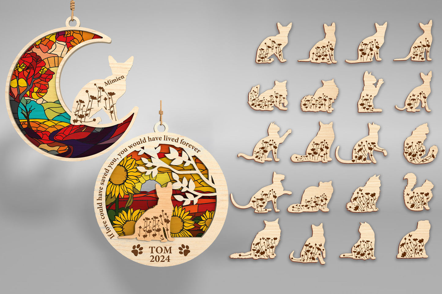 Personalized Cat Memorial Ornament SVG Laser Cut File for xTool and Glowforge