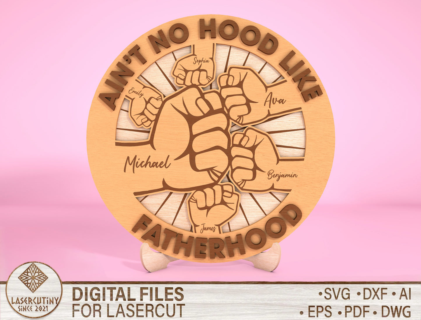 Personalized Fist Bump Dad Sign SVG Laser Cut File for Glowforge