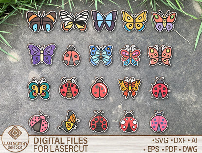 Butterfly and Ladybug Stud Earrings SVG Bundle for xTool and Glowforge