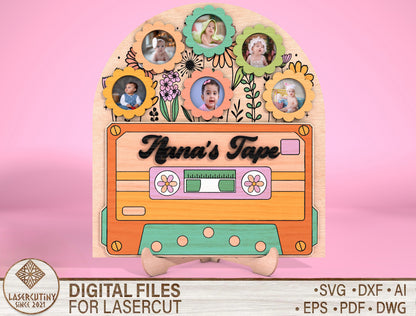 Mom Cassette Tape Photo Frame SVG for xTool and LightBurn
