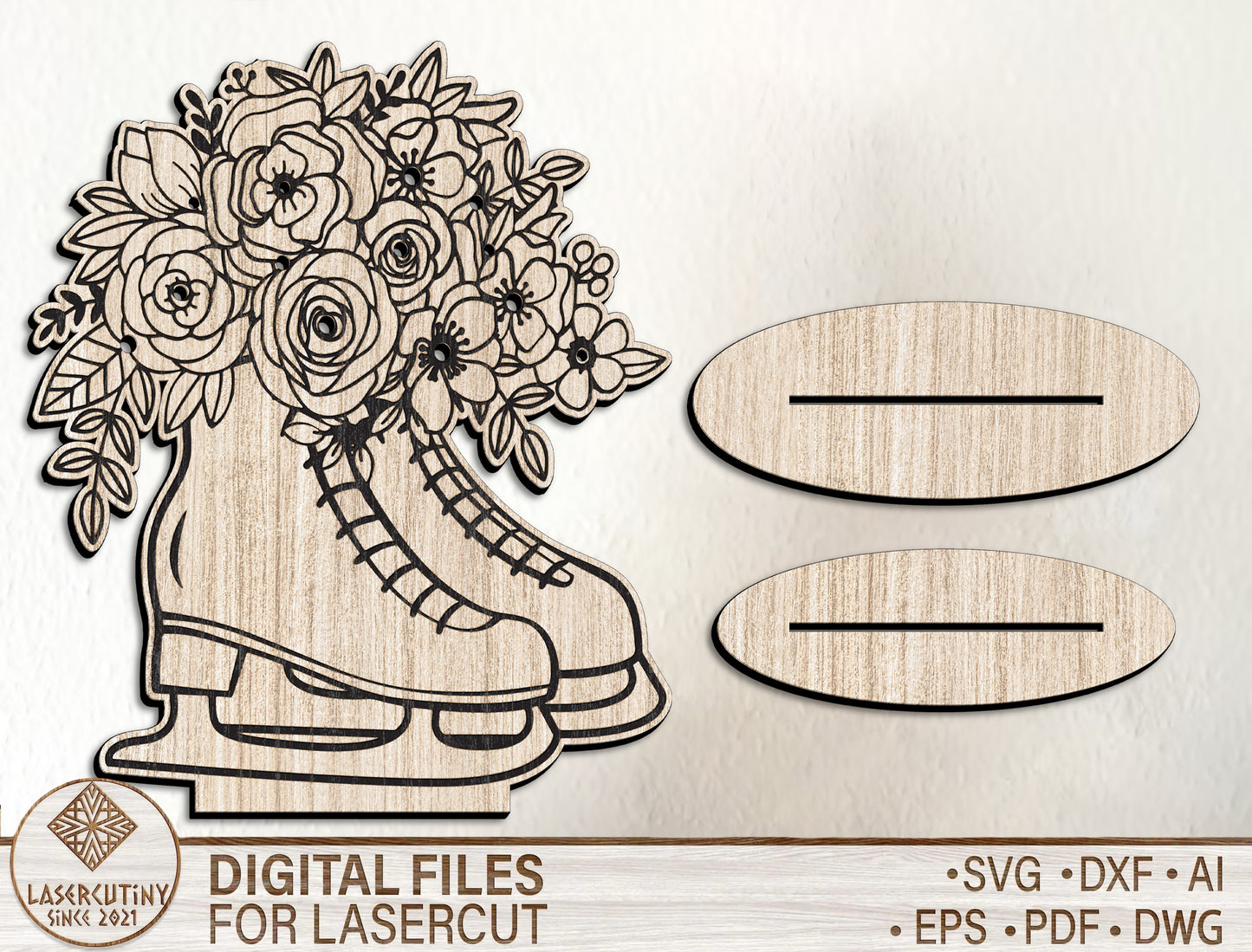 Floral Boot Stand SVG Flower Bouquet Shoe Decor for LightBurn and xTool