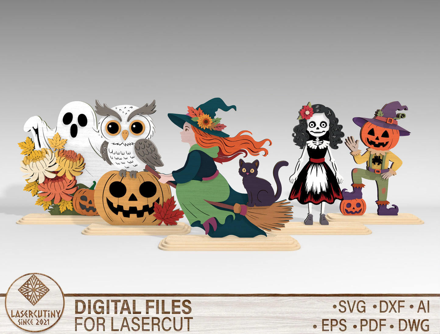 Halloween Tabletop Decor SVG Bundle Laser Cut Files for xTool