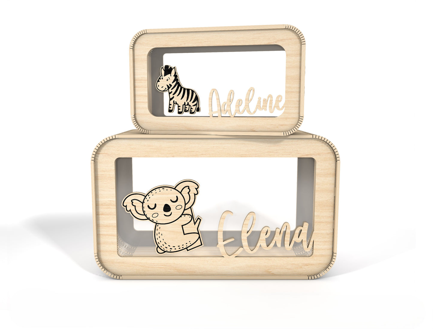 Personalized Animal Money Box SVG Laser Cut File for Glowforge and xTool