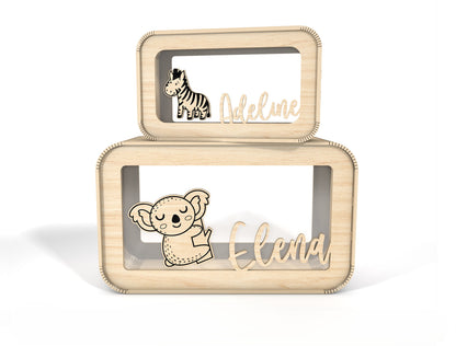 Personalized Animal Money Box SVG Laser Cut File for Glowforge and xTool