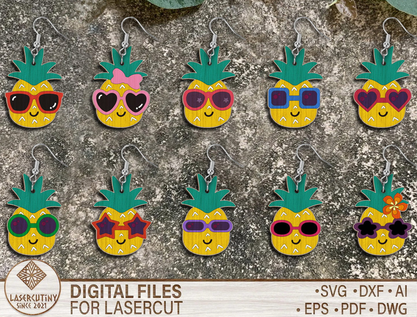 Pineapple Sunglasses Earring SVG Bundle with 19 Summer Designs