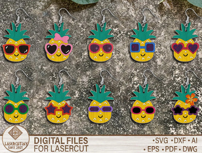 Pineapple Sunglasses Earring SVG Bundle with 19 Summer Designs