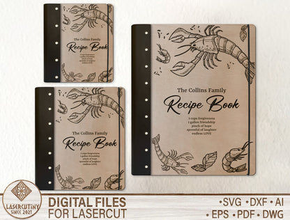 Mother's Day Seafood Recipe Book SVG Cookbook Cover for Glowforge