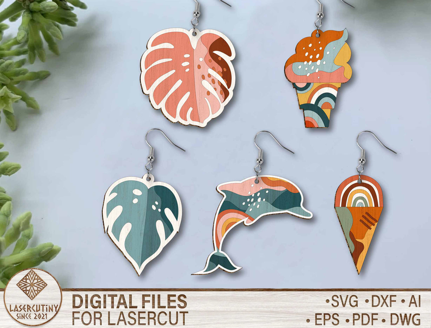 Boho Summer Earring SVG Bundle for Glowforge and LightBurn