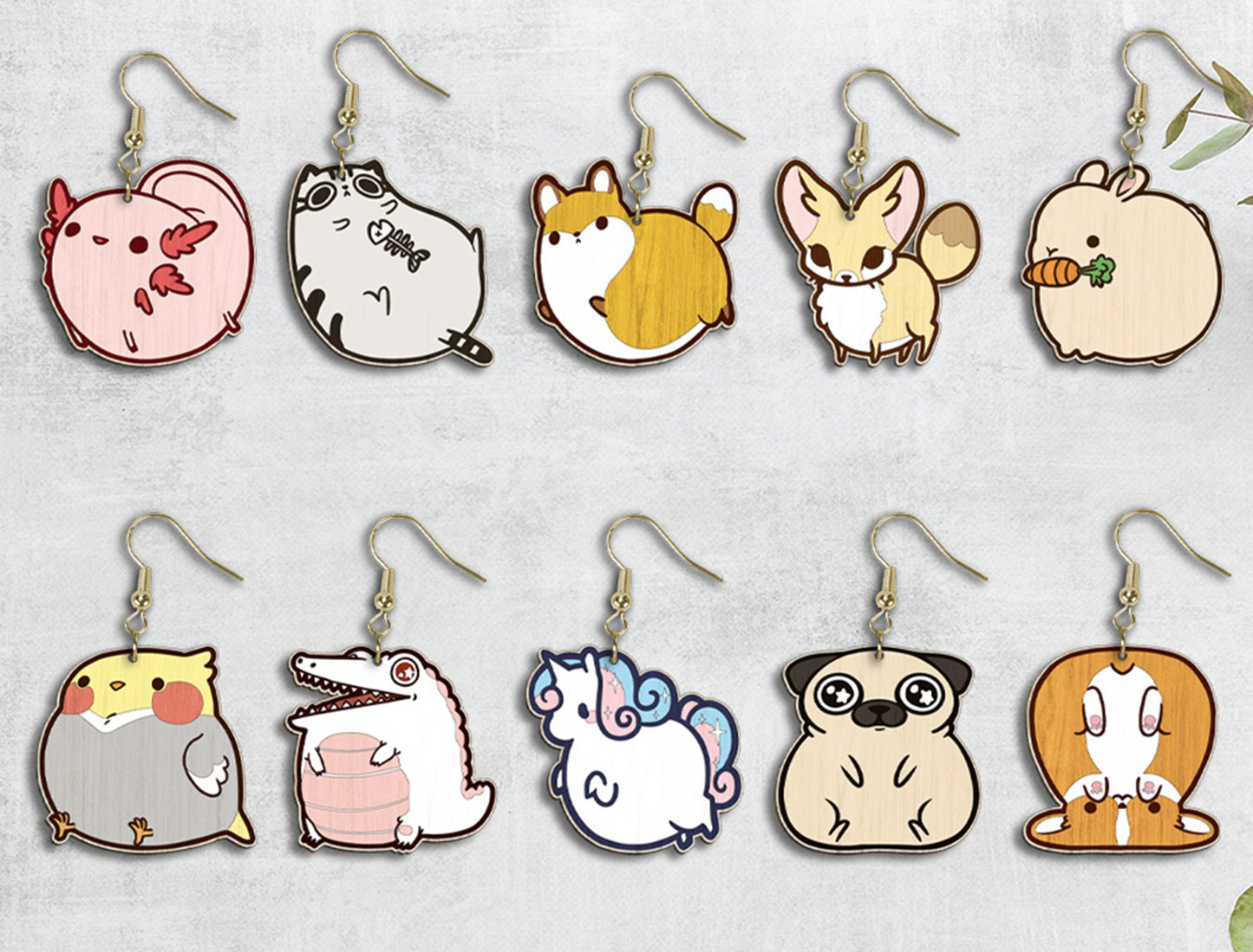 Cute Animal Earring SVG Bundle Laser Cut File for Glowforge and xTool