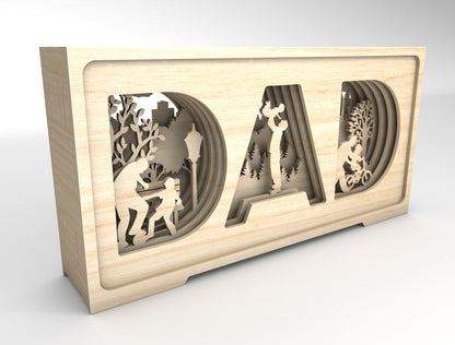 Dad Multilayer Outdoor Scene SVG Laser Cut File for Glowforge and LightBurn