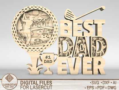 Best Dad Ever Golf Sign SVG Laser Cut File for xTool and LightBurn