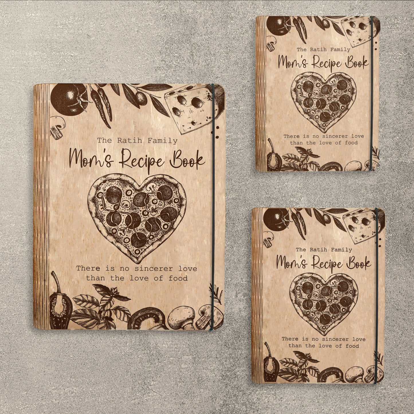 Mom's Recipe Book SVG Heart Food Floral Cookbook for xTool