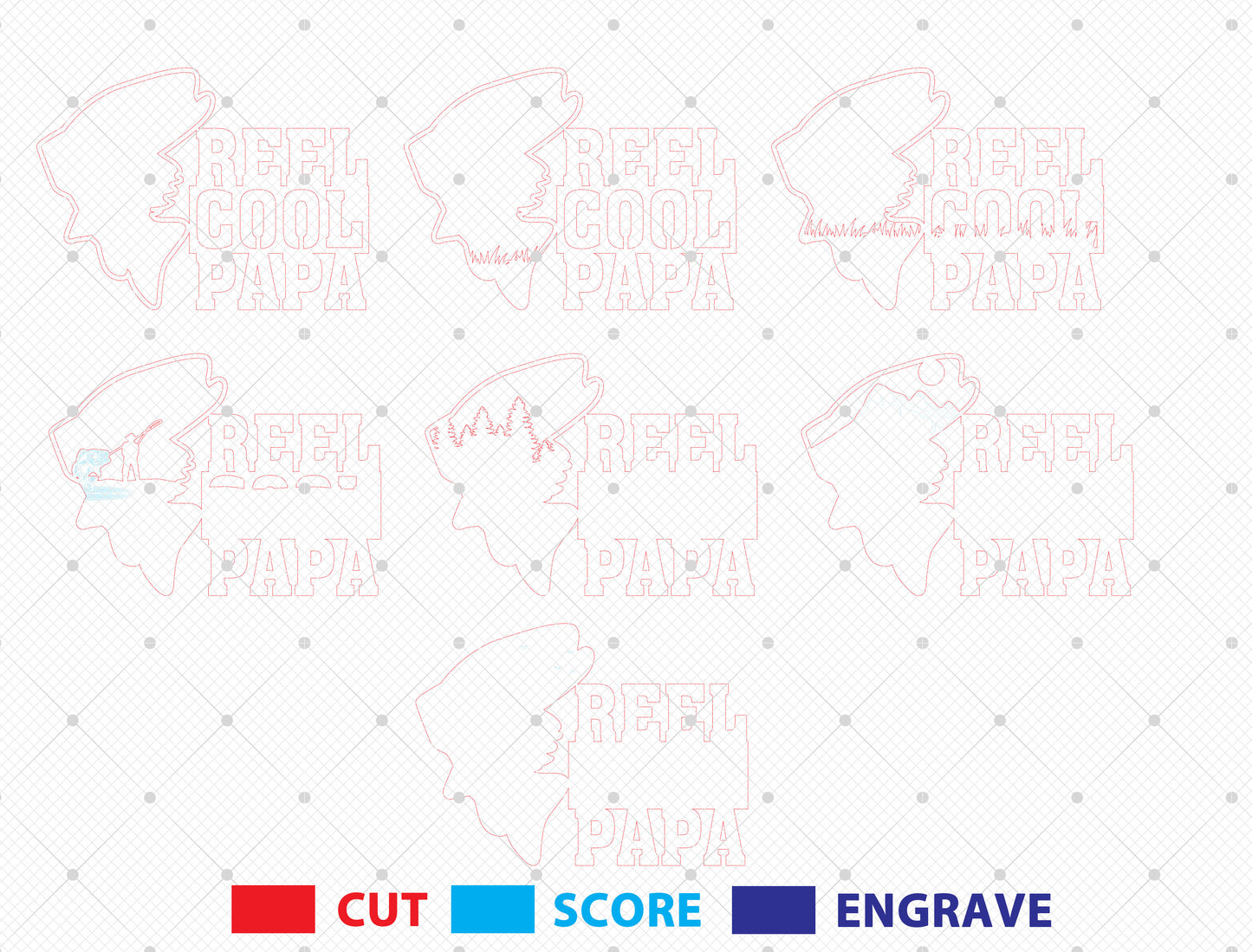 Real Cool Papa Fishing Multilayer SVG Laser Cut File for Glowforge