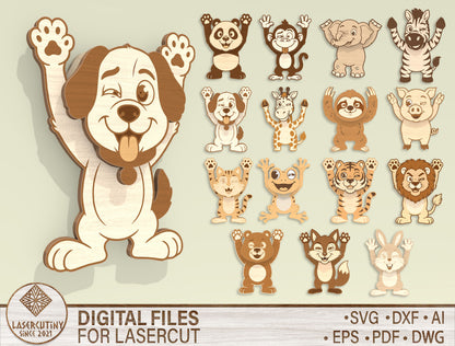 Animal Magnets SVG Bundle Laser Cut File for LightBurn and Glowforge