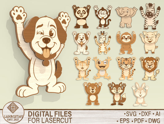 Animal Magnets SVG Bundle Laser Cut File for LightBurn and Glowforge