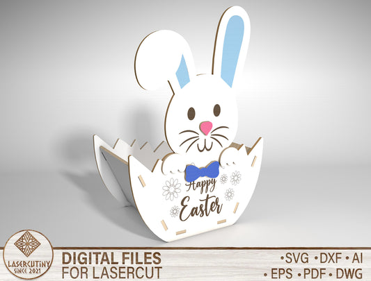 Easter Bunny Treat Box SVG Spring Gift Holder Happy Easter for LightBurn