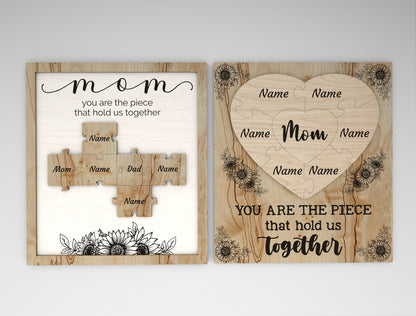 "You Are The Piece" Mom Puzzle Frame SVG for xTool and Glowforge