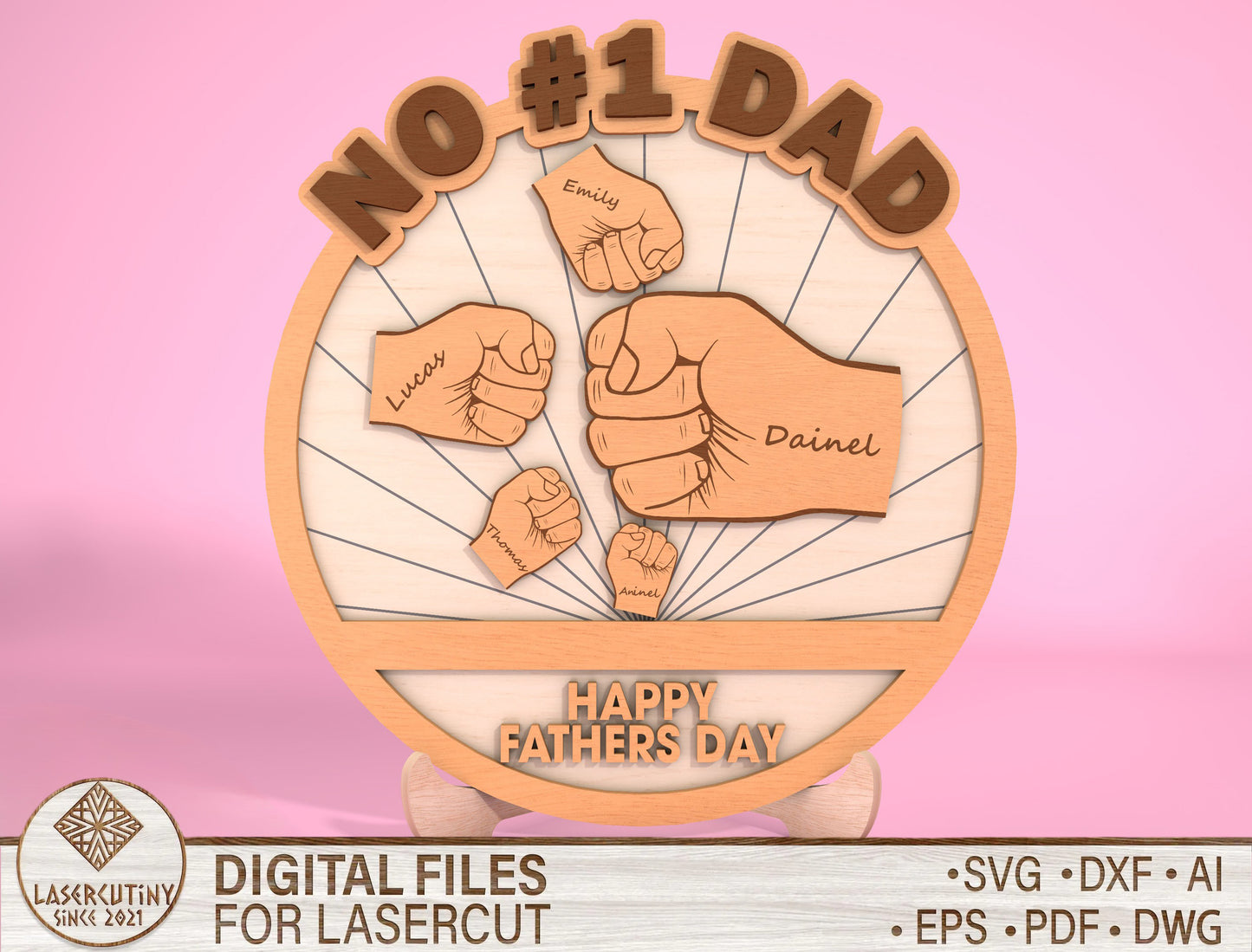 Personalized No 1 Dad Sign SVG Laser Cut File for Glowforge
