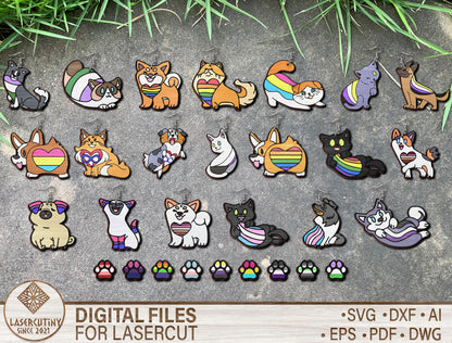Pride Animal Earrings SVG Bundle Laser Cut File for xTool and Glowforge