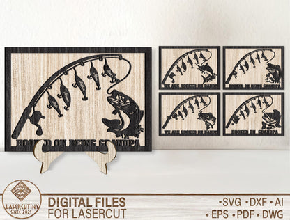 Personalized Fishing Dad Rustic Sign SVG for Glowforge and xTool