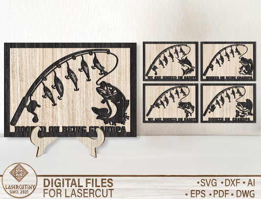 Personalized Fishing Dad Rustic Sign SVG for Glowforge and xTool