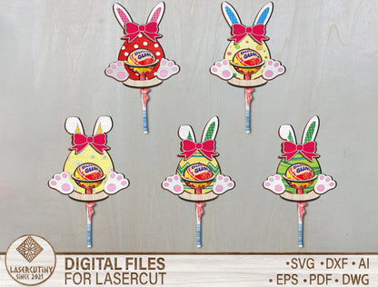 Easter Bunny Lollipop Holder SVG Bundle 15 Egg Candy for Glowforge and xTool