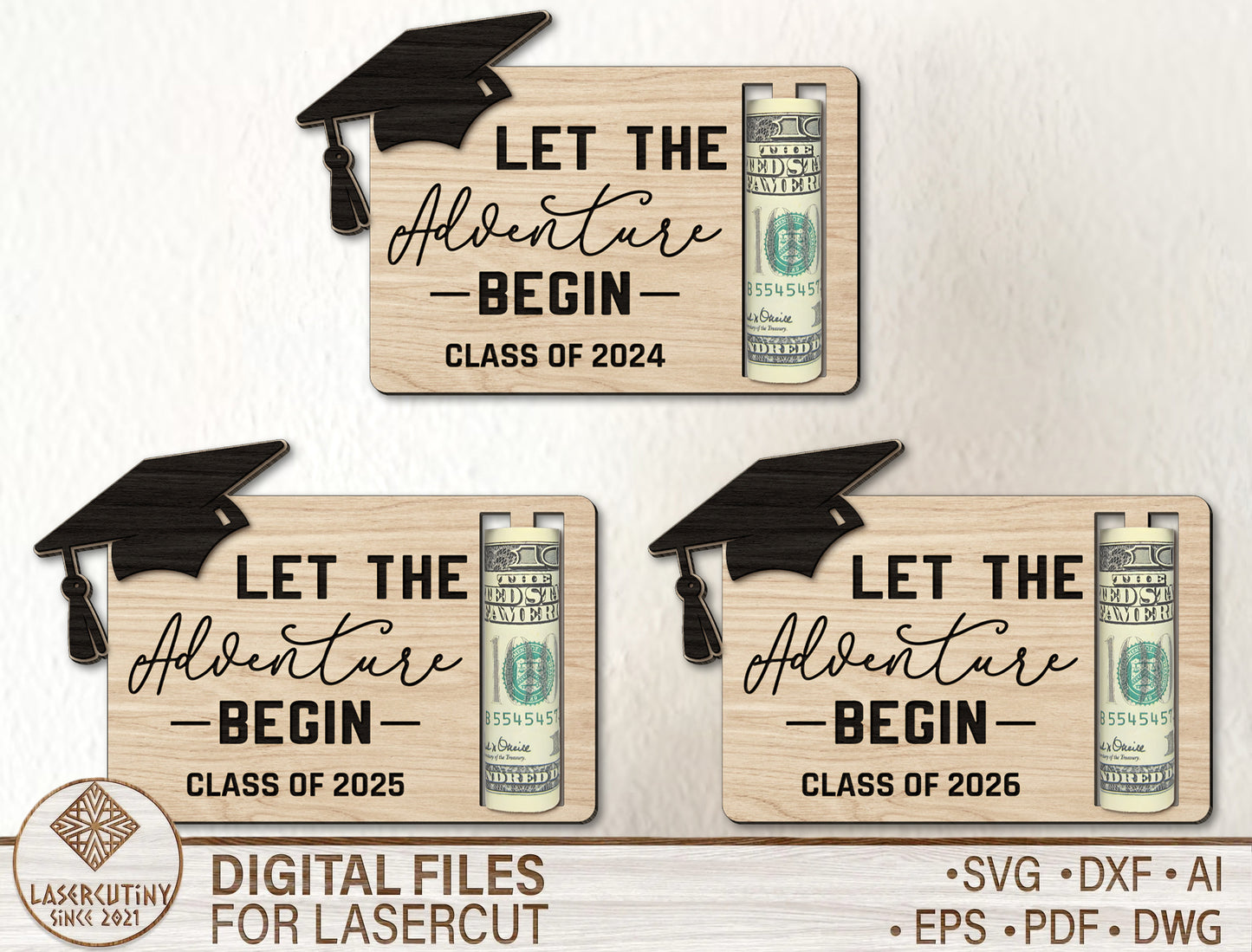 Graduation Cash Holder SVG Laser Cut File for xTool and LightBurn