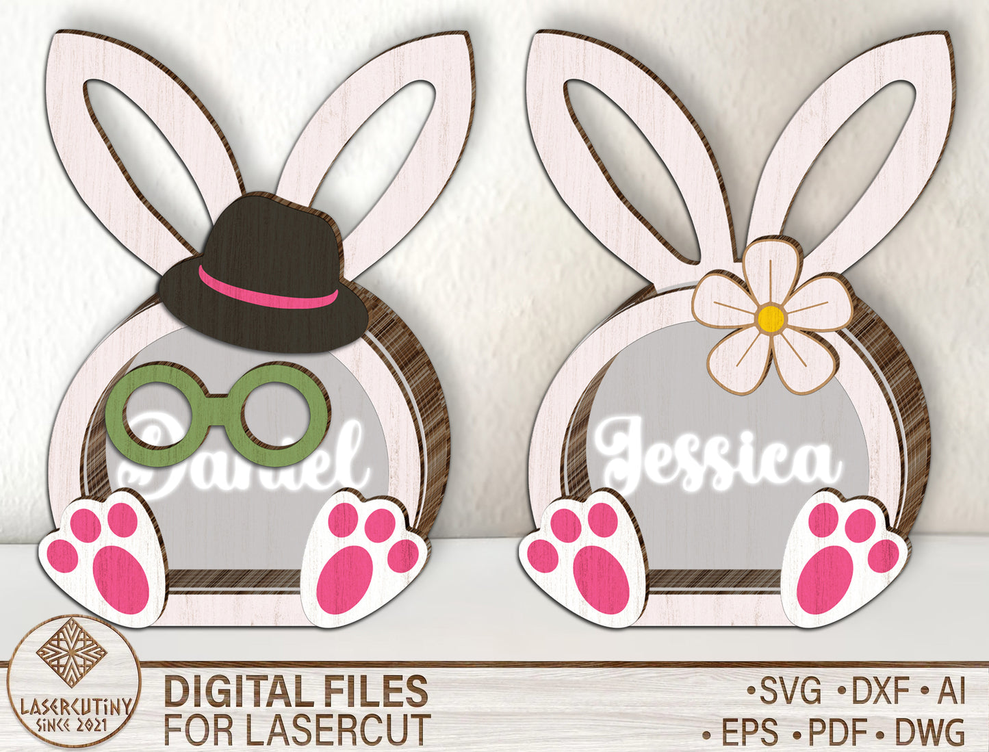 Personalized Easter Bunny Candy Basket SVG Custom for Glowforge and xTool