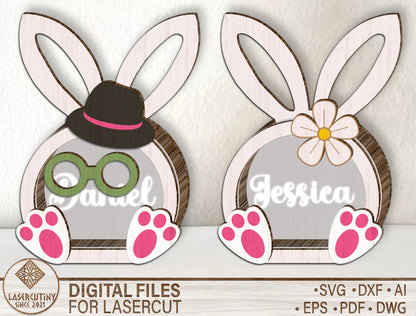 Personalized Easter Bunny Candy Basket SVG Custom for Glowforge and xTool
