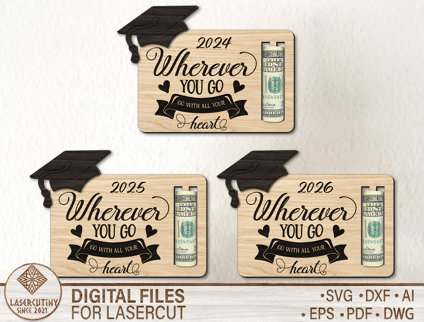 Graduation Money Card SVG Laser Cut File for LightBurn and Glowforge