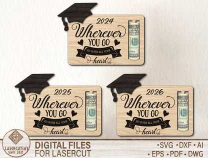 Graduation Money Card SVG Laser Cut File for LightBurn and Glowforge