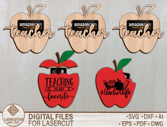 Teacher Gift Card Holder Bundle SVG Laser Cut File for Glowforge and LightBurn