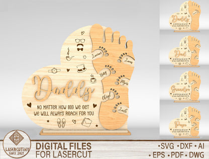 Personalized Dad Footprint Sign SVG Laser Cut File for LightBurn and xTool