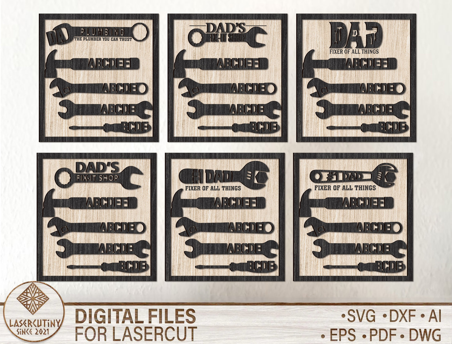 Personalized Dad Garage Tools Sign SVG for Glowforge and xTool