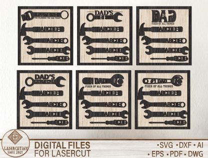 Personalized Dad Garage Tools Sign SVG for Glowforge and xTool