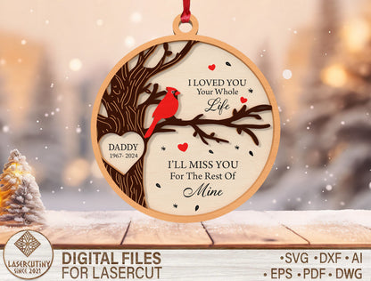 Cardinal Tree Branch Ornament SVG Laser Cut File for Glowforge and xTool