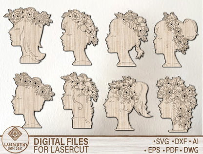 Floral Woman Stand SVG Botanical Female Silhouette for Glowforge