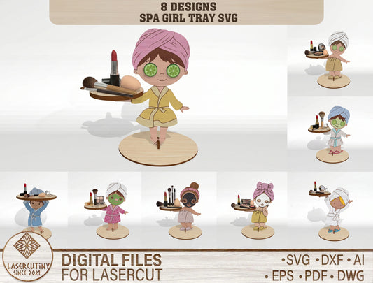 Spa Girl Makeup Tray SVG Bundle for Glowforge, xTool, or LightBurn