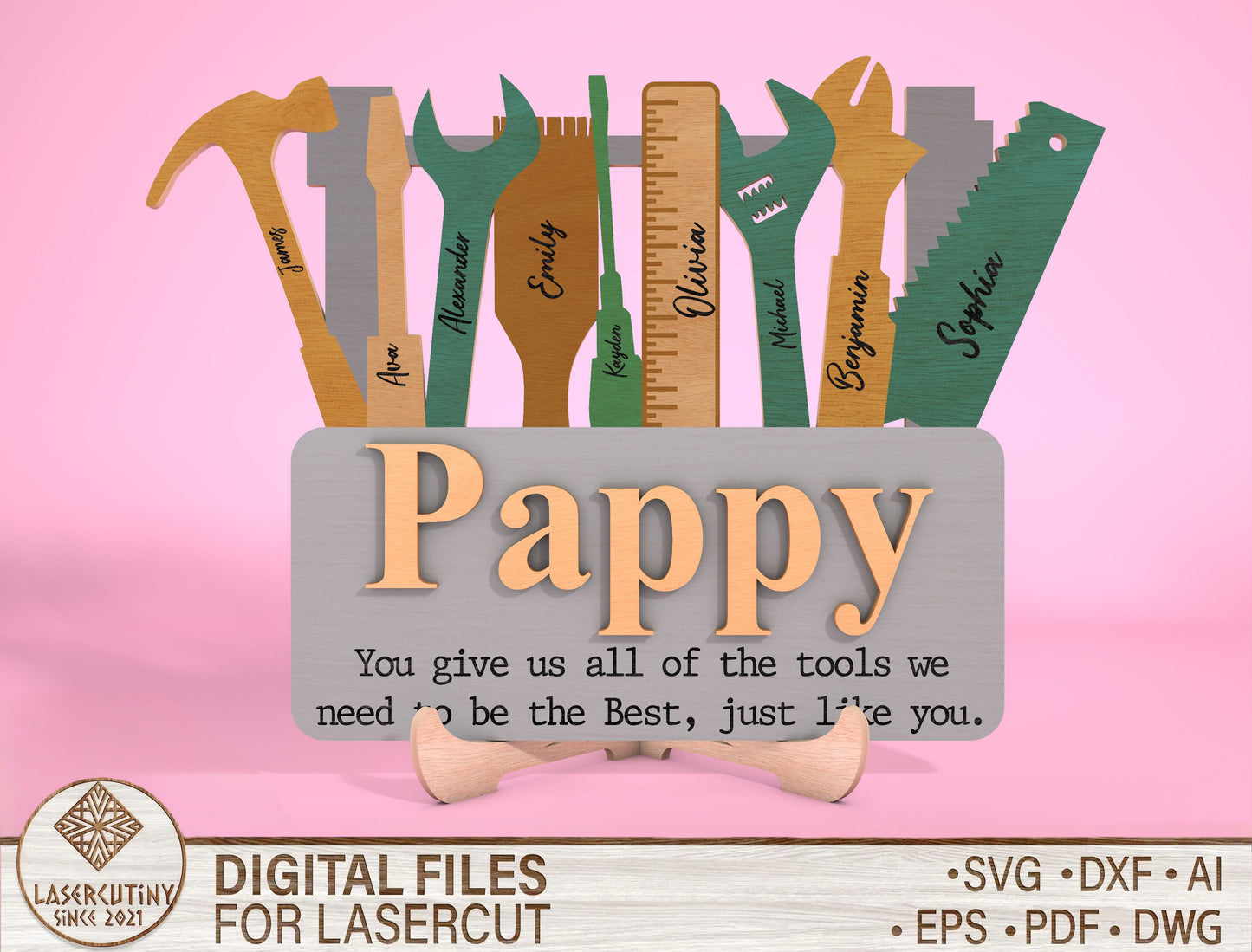 Personalized Dad Tool Sign SVG Laser Cut File for Glowforge and LightBurn